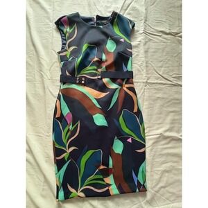 Ted Baker Adilyn Supernatural Structure Sheath Dress Women Sz 2 Navy Floral